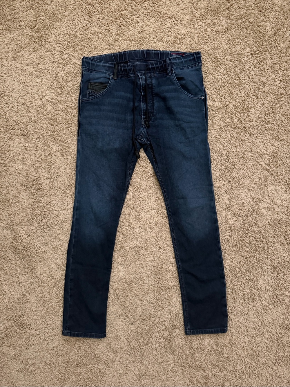 Diesel Krooley Jogger Sweatpants Mens 34x29 Dark Wash Blue Denim Tapered